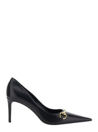 GUCCI Gucci Women Black Pointed-Toe Pumps With Horsebit Plaque On The Front And High Stiletto Heel In Leather For Women