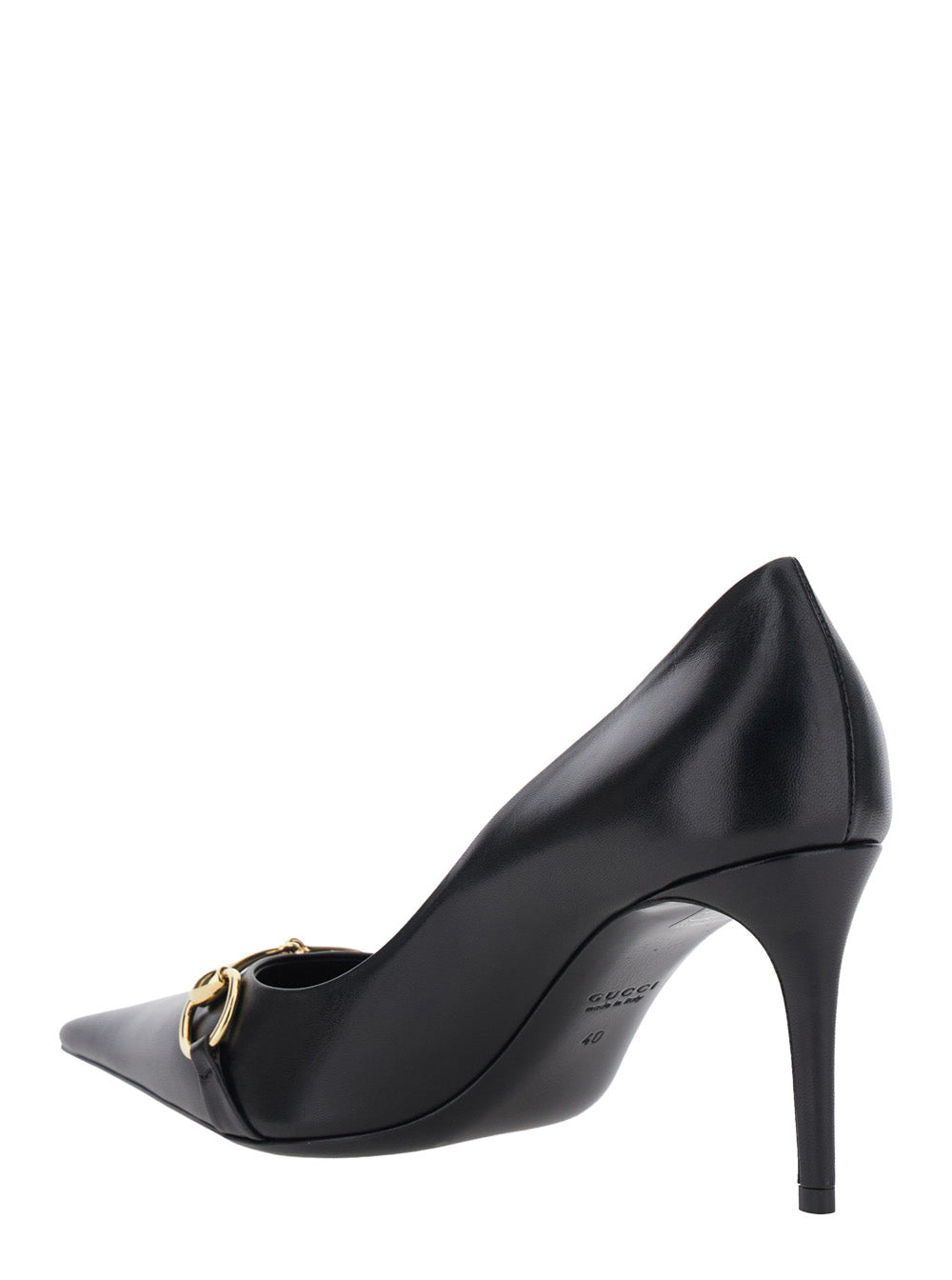 GUCCI Gucci Women Black Pointed-Toe Pumps With Horsebit Plaque On The Front And High Stiletto Heel In Leather For Women
