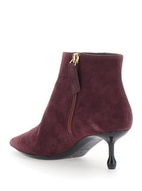 Leplain Women Bordeaux Ankle Boots With Pointed Toe In Suede Women