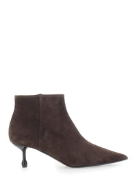 Leplain Women Brown Ankle Boots With Pointed-Toe Design In Suede Women