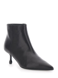 Leplain Women Black Ankle Boots With Pointed-Toe Design In Leather Women