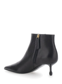 Leplain Women Black Ankle Boots With Pointed-Toe Design In Leather Women
