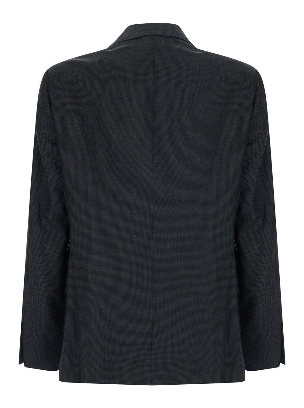 Brunello Cucinelli Men Grey Single-Breasted Jacket With Notched Revers And Houndstooth Motif In Wool For Men