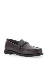 Brunello Cucinelli Women Brown Loafers With Rounded Toe And Monile Band On The Front In Leather Women