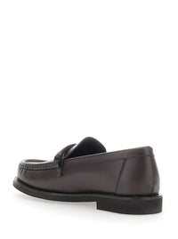 Brunello Cucinelli Women Brown Loafers With Rounded Toe And Monile Band On The Front In Leather Women