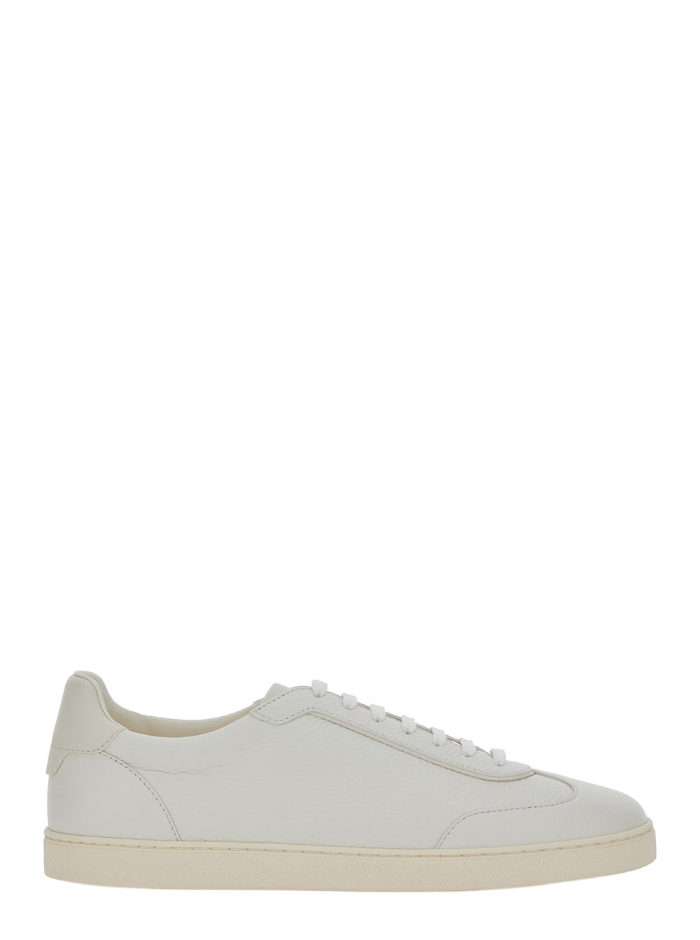 Brunello Cucinelli Men White Sneakers With Embossed Logo On The Back In Leather Men
