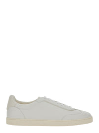 Brunello Cucinelli Men White Sneakers With Embossed Logo On The Back In Leather Men