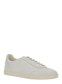Brunello Cucinelli Men White Sneakers With Embossed Logo On The Back In Leather Men