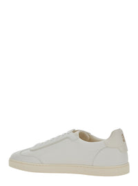 Brunello Cucinelli Men White Sneakers With Embossed Logo On The Back In Leather Men