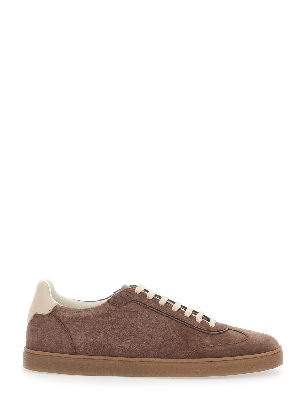 Brunello Cucinelli Men Brown Sneakers With Embossed Logo On The Back In Leather Men