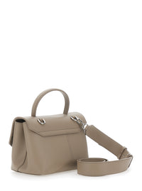 Emporio Armani Women Beige Handbag With Adjustable And Removable Shoulder Strap And Logo Lettering On The Front In Leather For Women