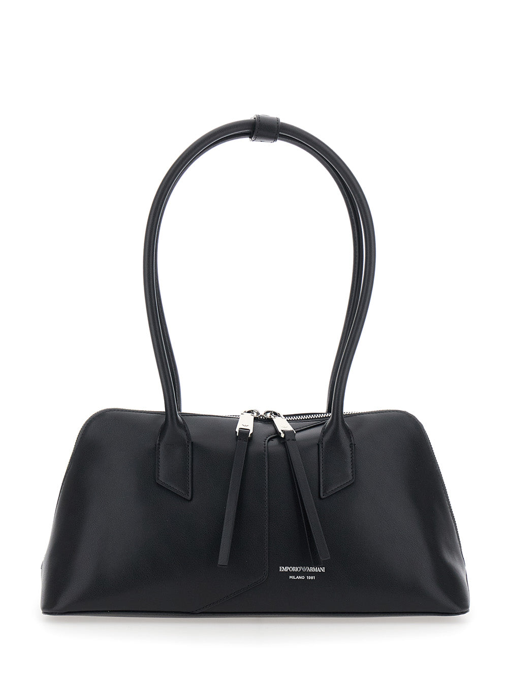 Emporio Armani Women Black Handbag With Logo Lettering On The Front In Ecoleather For Women