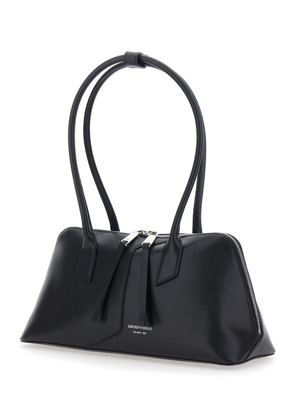 Emporio Armani Women Black Handbag With Logo Lettering On The Front In Ecoleather For Women