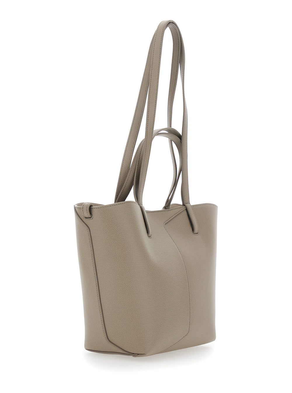Emporio Armani Women Beige Tote Bag With Logo Lettering On The Front And Asymmetric Handles In Leather For Women