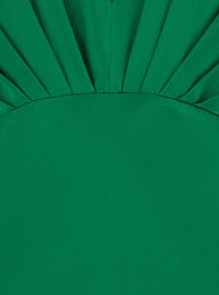 Forte_Forte Women Silk Satin Dress With 'V' Neckline And Long Sleeves, Silk, Green, Women