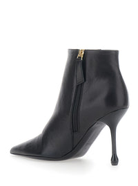 LEPLAIN Leplain Women Black Ankle Boots With Pointed Toe And High Heel In Leather Women