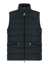 Moncler Men 'Treompan' Black Sleeveless Down Jacket With High Collar And Logo Patch On The Chest In Tech Fabric For Men