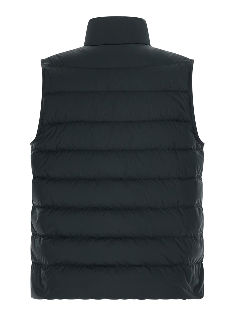 Moncler Men 'Treompan' Black Sleeveless Down Jacket With High Collar And Logo Patch On The Chest In Tech Fabric For Men