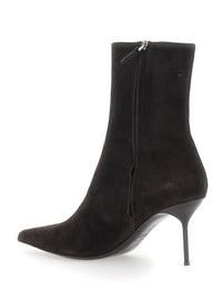 Paris Texas Women 'Lidia' Brown Ankle Boots With Pointed Toe And Stiletto Heel In Suede For Women