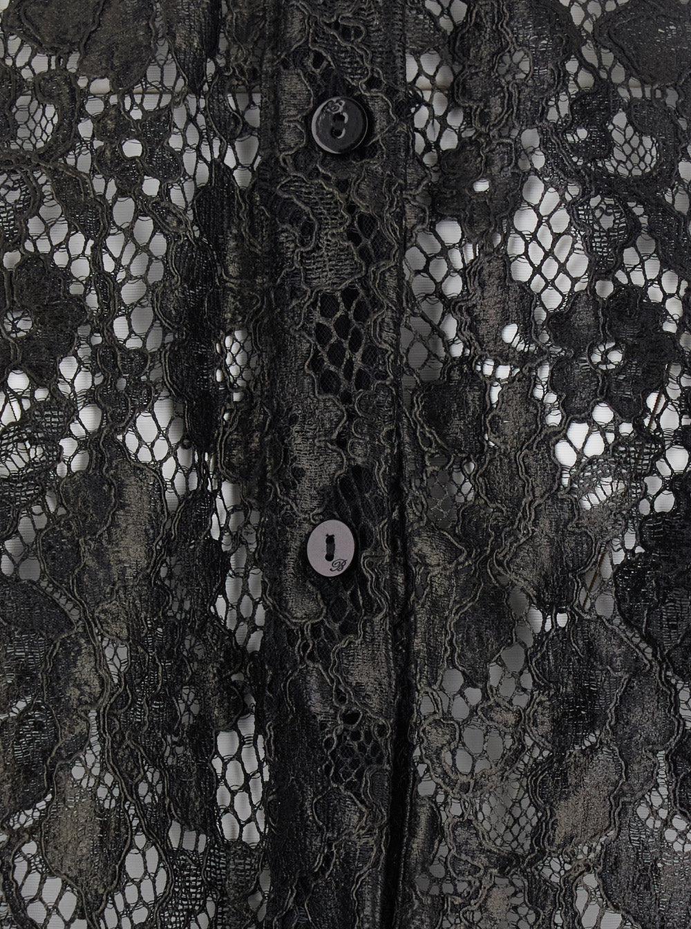 Blumarine Women Black Shirt With Pointed Collar And Semi-Sheer Design In Lace Women
