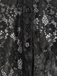 Blumarine Women Black Shirt With Pointed Collar And Semi-Sheer Design In Lace Women