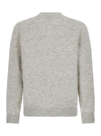 Brunello Cucinelli Men Grey V-Neck Cardigan With Logo-Engraved Buttons In Alpaca And Cashmere Blend For Men