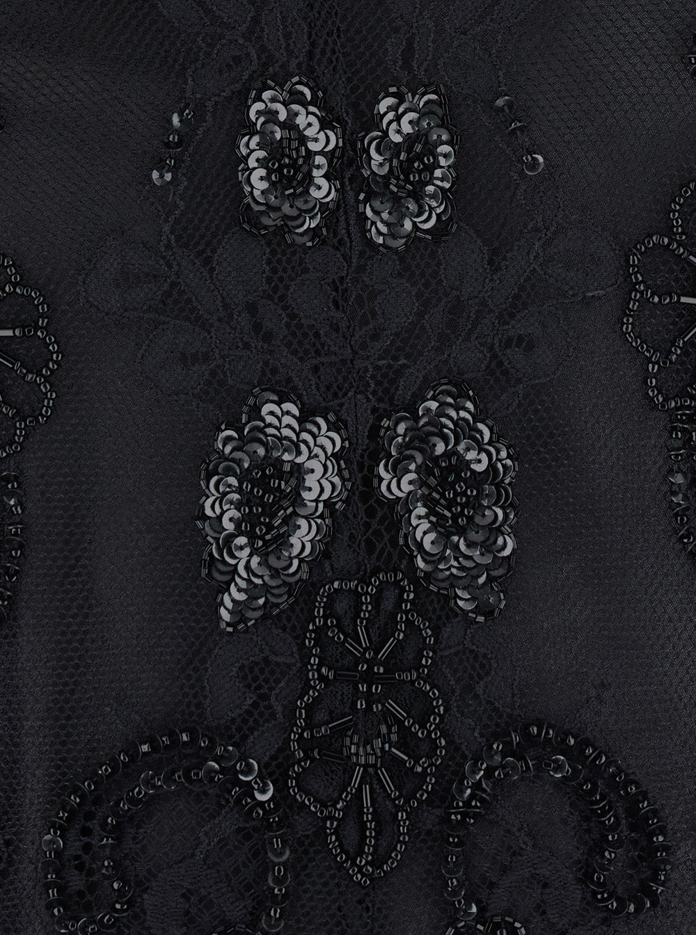 Blumarine Women Black High-Neck Top With Semi-Sheer Design And Rhinestones In Tech Fabric For Women