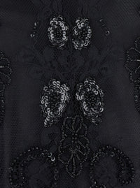 Blumarine Women Black High-Neck Top With Semi-Sheer Design And Rhinestones In Tech Fabric For Women
