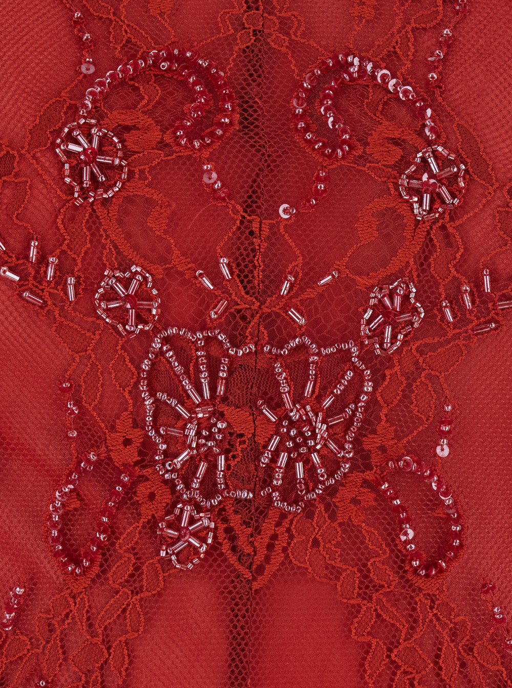 Blumarine Women Red Dress With Stand-Up Collar And Semi-Sheer Design With Rhinestones In Tech Fabric For Women