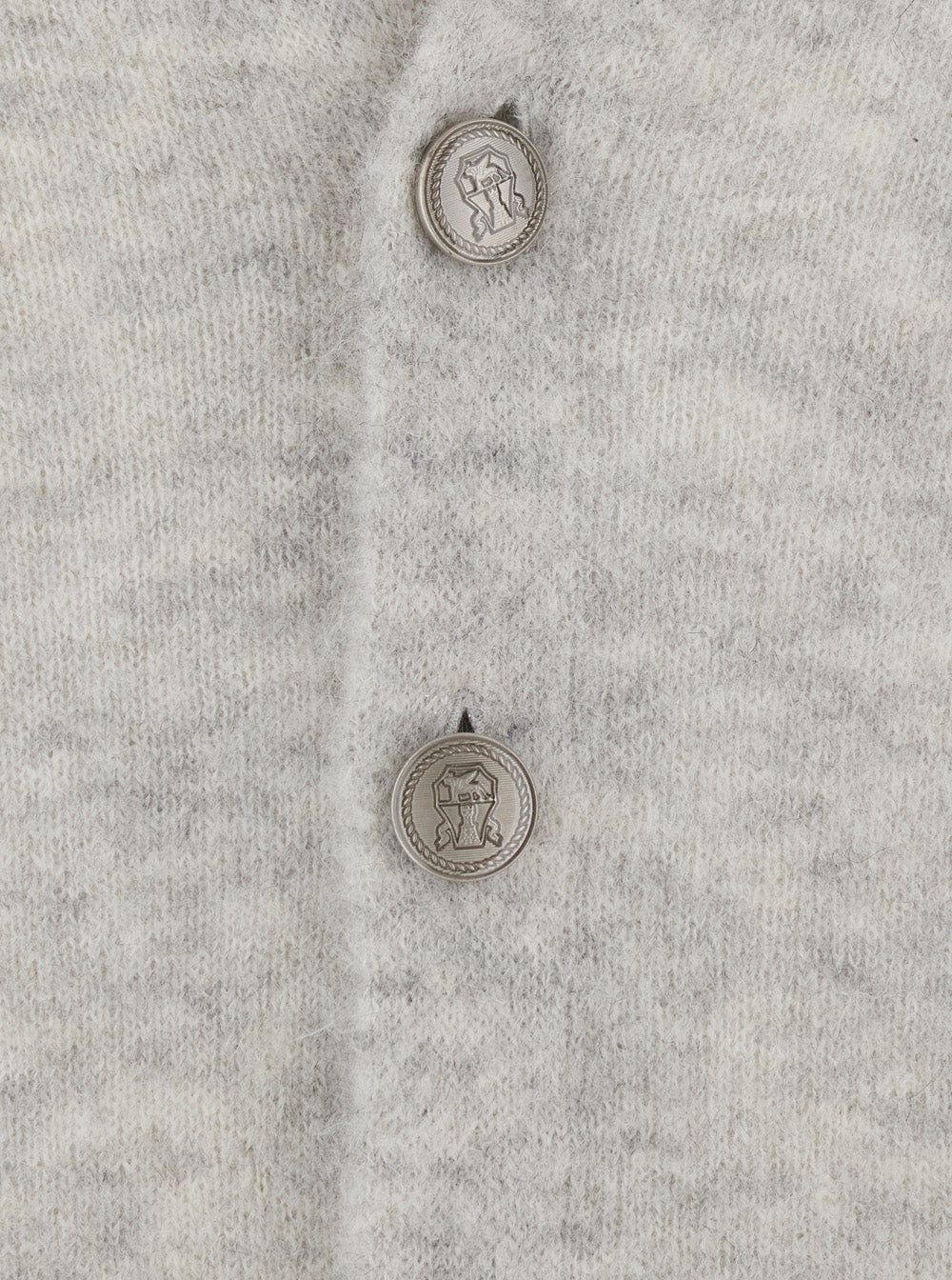 Brunello Cucinelli Men Grey V-Neck Cardigan With Logo-Engraved Buttons In Alpaca And Cashmere Blend For Men