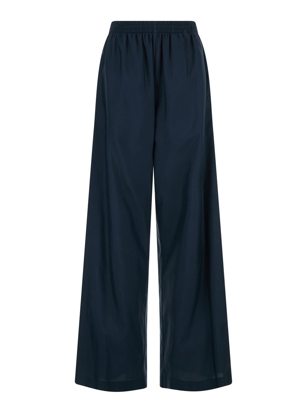 Gucci Women Blue Pants With Elasticized Waist And Web Ribbon On The Side In Silk For Women