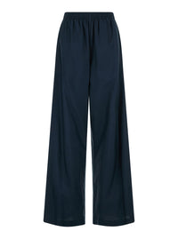 Gucci Women Blue Pants With Elasticized Waist And Web Ribbon On The Side In Silk For Women