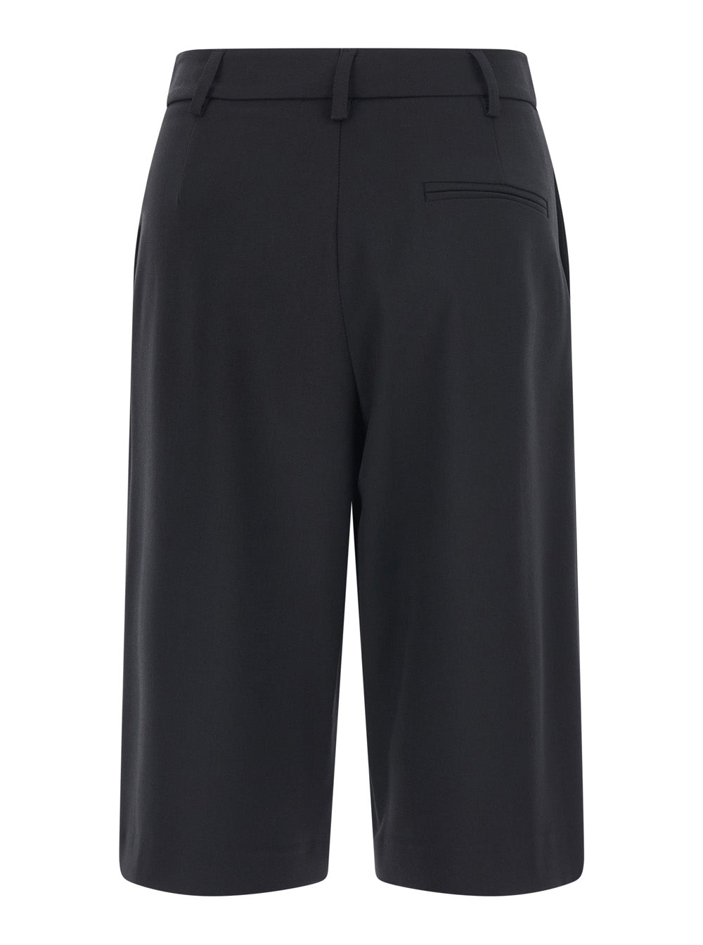 Leplain Women Black Bermuda Shorts With Belt Loops And Front Darts In Fabric For Women