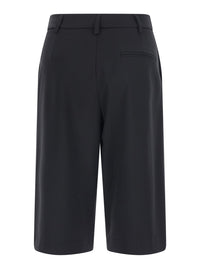 Leplain Women Black Bermuda Shorts With Belt Loops And Front Darts In Fabric For Women