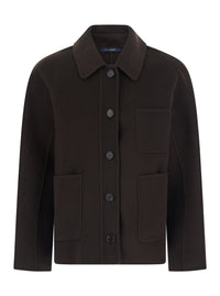 'S Maxmara Women 'Chloe' Brown Jacket With Classic Collar And Three Patch Pockets On The Front In Wool For Women