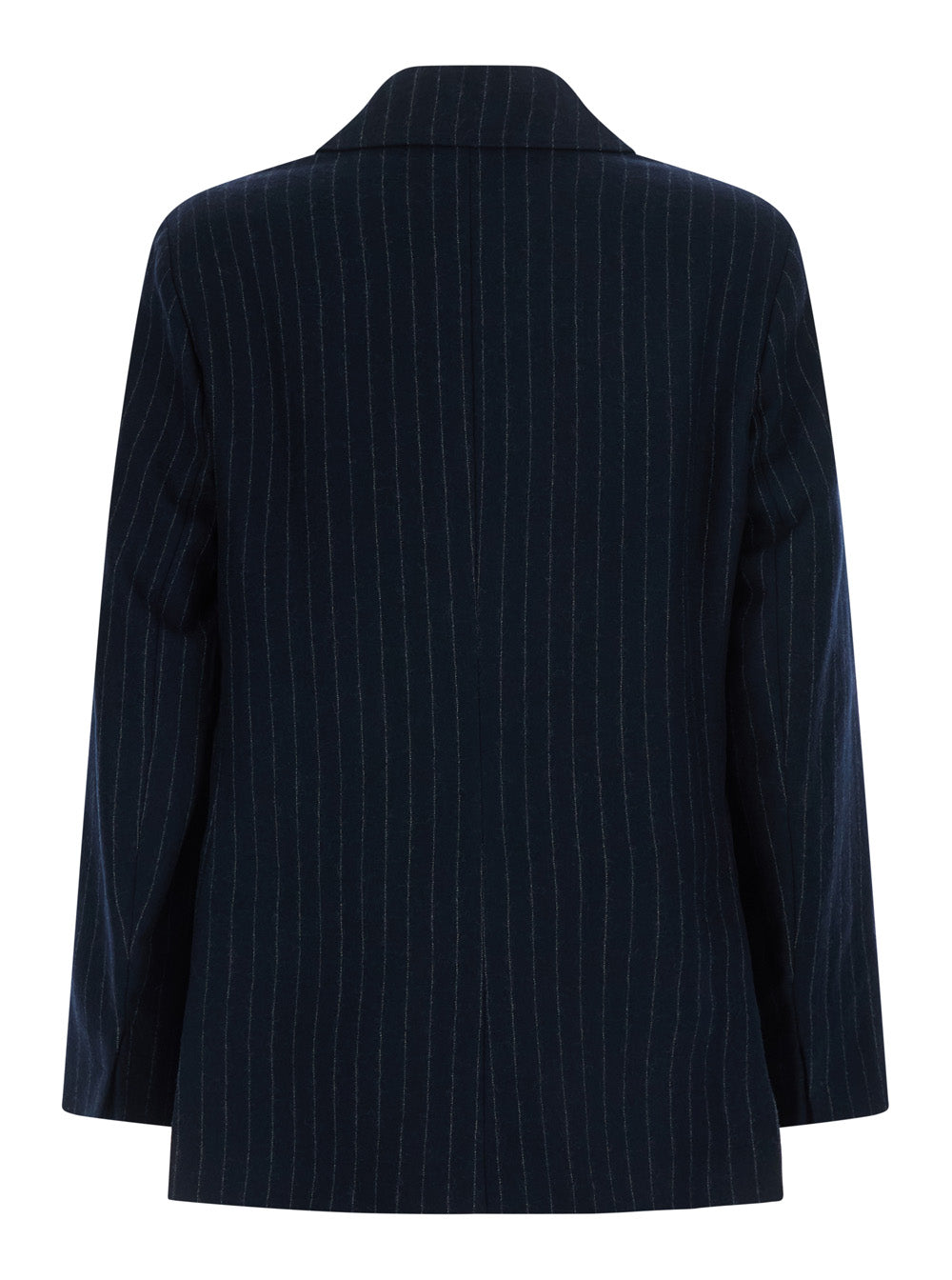 'S Maxmara Women 'Calibri' Blue Double-Breasted Jacket With Notched Revers And All-Over Pinstriped Motif In Wool For Women