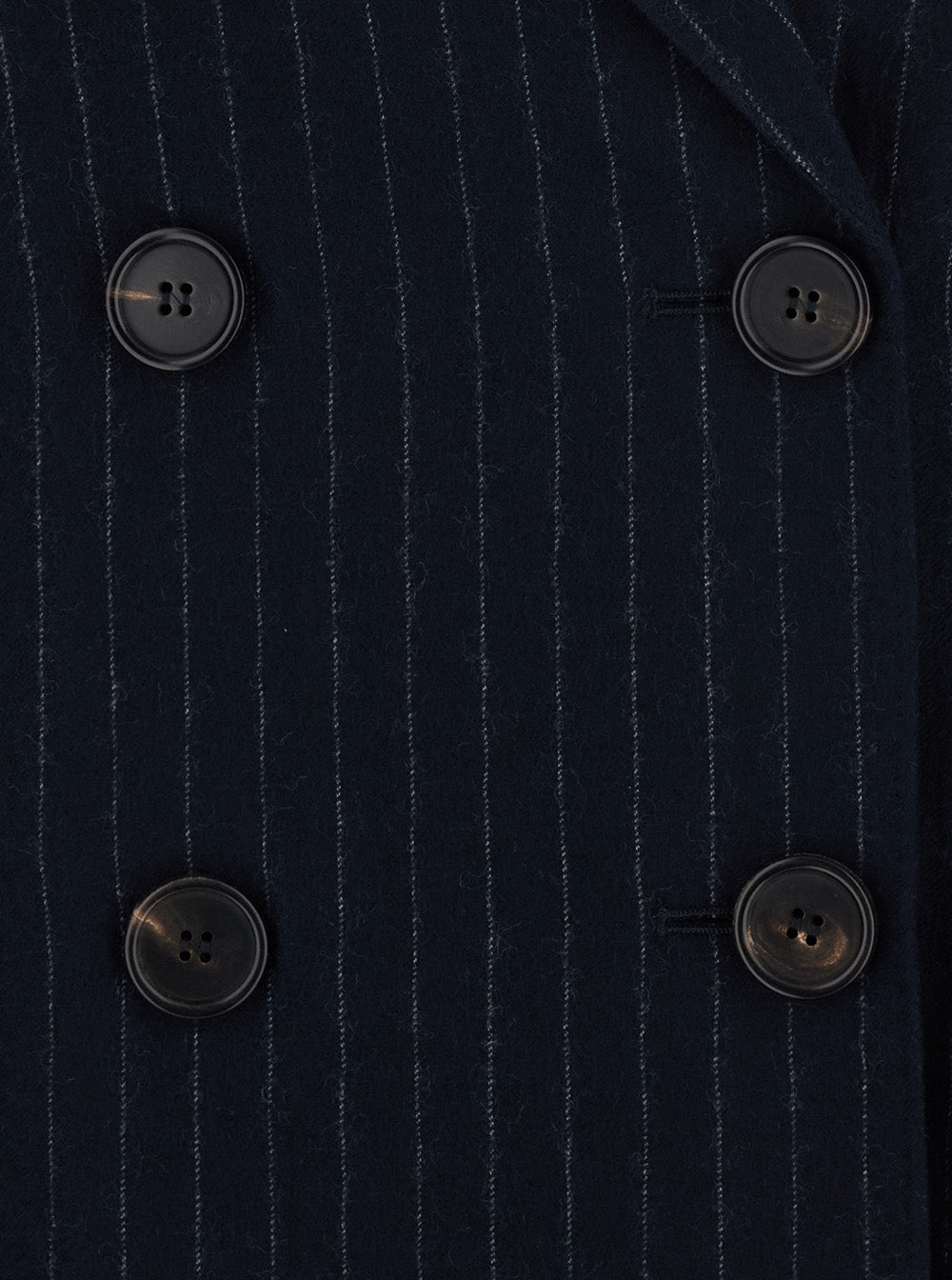 'S Maxmara Women 'Calibri' Blue Double-Breasted Jacket With Notched Revers And All-Over Pinstriped Motif In Wool For Women