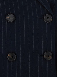 'S Maxmara Women 'Calibri' Blue Double-Breasted Jacket With Notched Revers And All-Over Pinstriped Motif In Wool For Women
