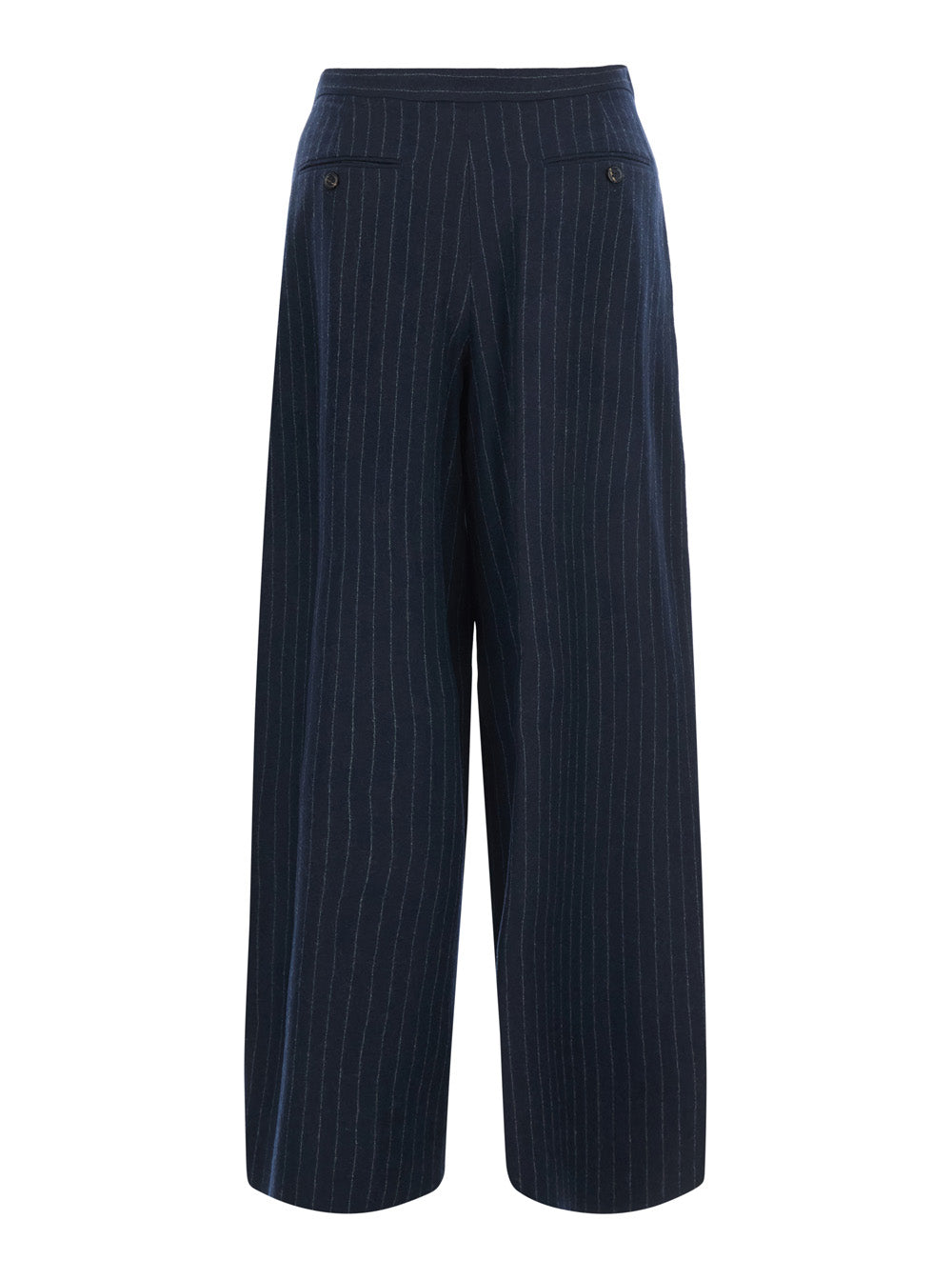 'S Maxmara Women 'Ordine' Blue Pants With Concealed Front Closure And All-Over Pinstripe Motif In Wool For Women