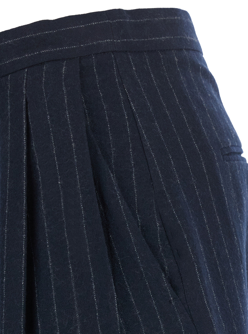 'S Maxmara Women 'Ordine' Blue Pants With Concealed Front Closure And All-Over Pinstripe Motif In Wool For Women