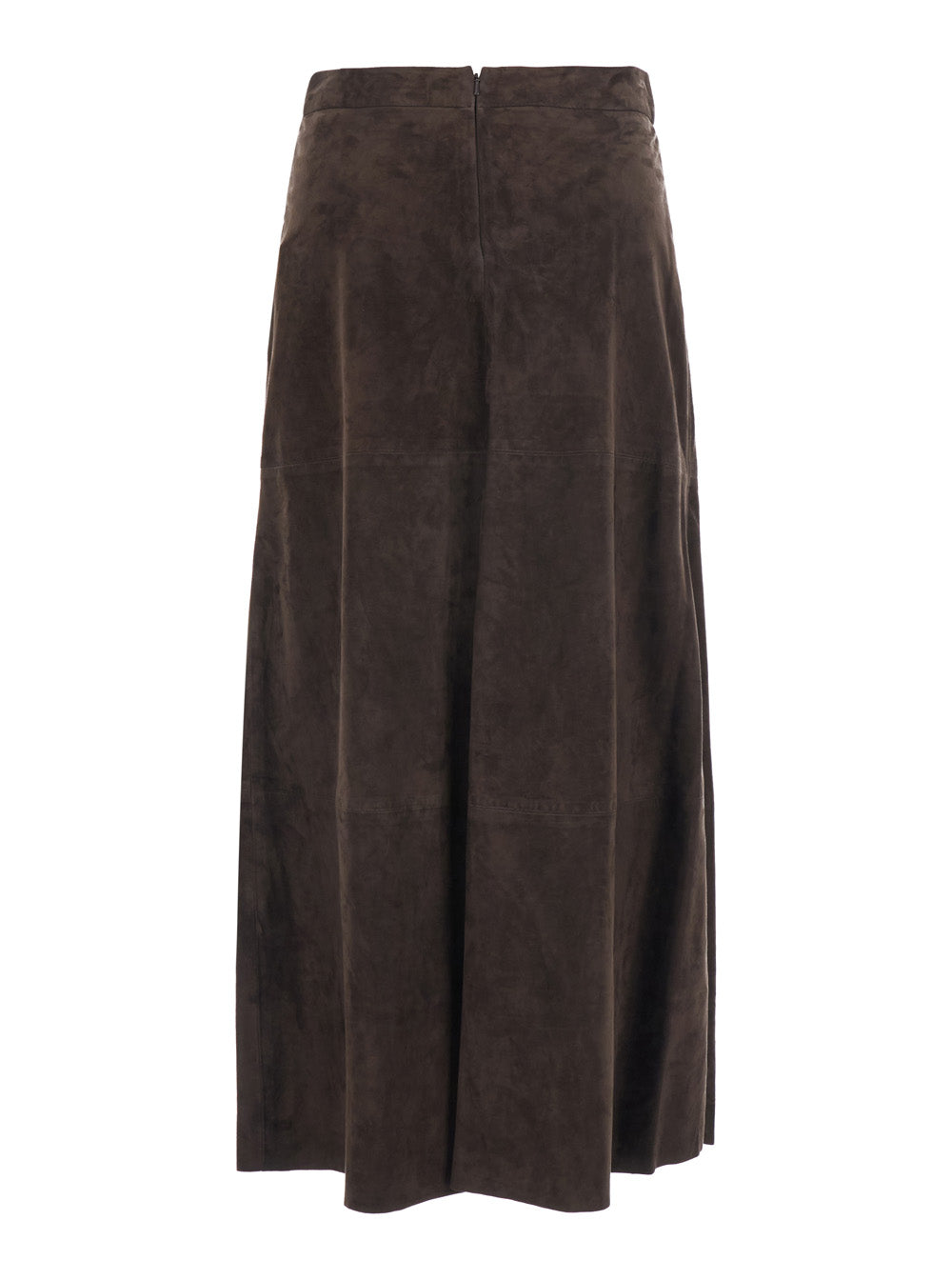 'S Maxmara Women 'Fiorire' Brown Skirt With Concealed Zip Closure At The Back And Pleated Design In Suede For Women