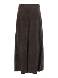'S Maxmara Women 'Fiorire' Brown Skirt With Concealed Zip Closure At The Back And Pleated Design In Suede For Women