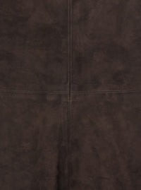 'S Maxmara Women 'Fiorire' Brown Skirt With Concealed Zip Closure At The Back And Pleated Design In Suede For Women