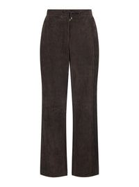 'S Maxmara Women 'Tempio' Brown Pants With Elasticized Back Waistband And Wide Leg In Suede For Women
