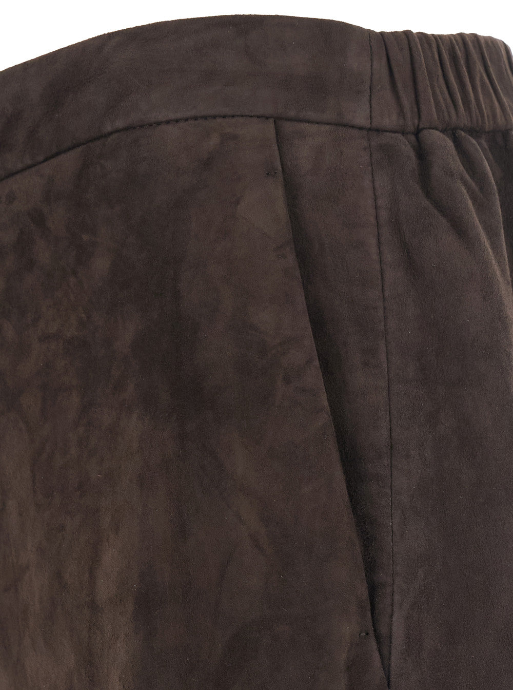'S Maxmara Women 'Tempio' Brown Pants With Elasticized Back Waistband And Wide Leg In Suede For Women