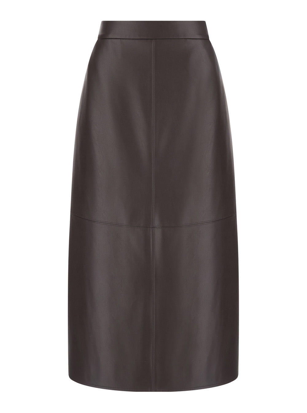 'S Maxmara Women 'Nordica' Brown Skirt With Hidden Zip Closure At The Back In Eco Leather For Women