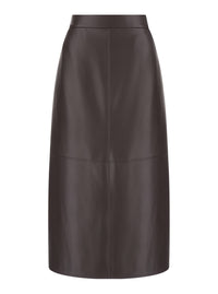 'S Maxmara Women 'Nordica' Brown Skirt With Hidden Zip Closure At The Back In Eco Leather For Women