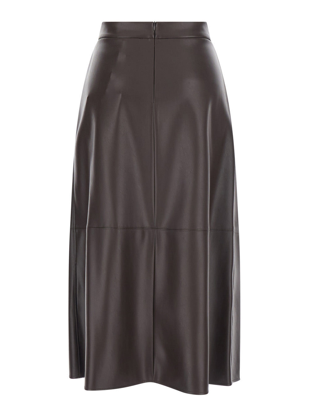 'S Maxmara Women 'Nordica' Brown Skirt With Hidden Zip Closure At The Back In Eco Leather For Women