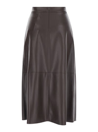 'S Maxmara Women 'Nordica' Brown Skirt With Hidden Zip Closure At The Back In Eco Leather For Women