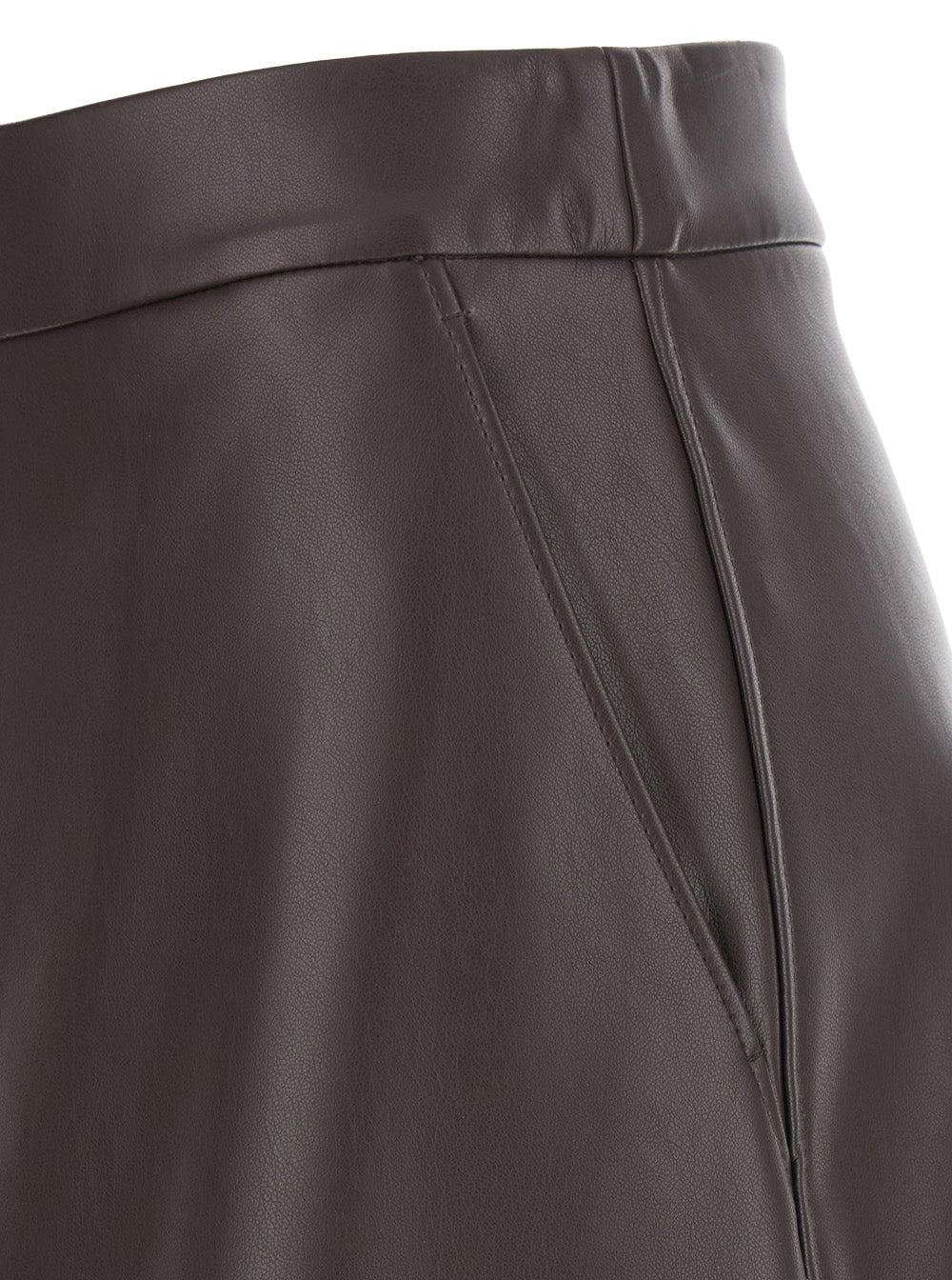'S Maxmara Women 'Nordica' Brown Skirt With Hidden Zip Closure At The Back In Eco Leather For Women